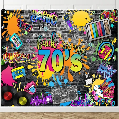Miniatura 9 de Telón de fondo de los años 80 para fiestas, hip hop, rock, discoteca, fiesta de cumpleaños, fondos de fotos retro, graffiti, fondo de pared