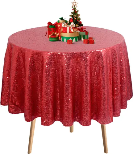 Miniatura 28 de DUOBAO Mantel Redondo Amarillo de 60 Pulgadas Mantel de Mesa con Lentejuelas Decoración de Cumpleaños Manteles con Lentejuelas Manteles de Mesa