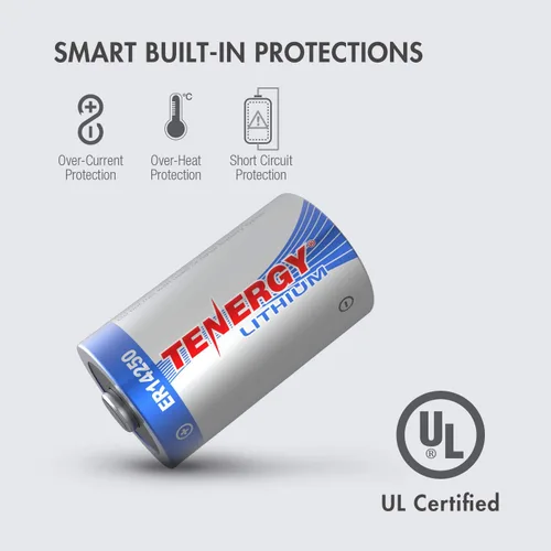 Miniatura 5 de Tenergy Batería de litio de 3.6 V 1/2 AA, baterías no recargables ER14250 de 1200 mAh para sistemas de alarma, sensores de seguridad para el hogar