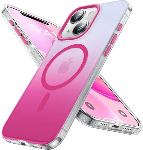 Miniatura 11 de Funda magnética para iPhone 13 y iPhone 14 para MagSafe [protección de grado militar de 10 pies], delgada, translúcida mate con borde de silicona