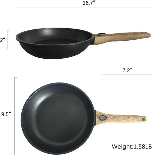 Miniatura 8 de Sartén antiadherente de 9.5 pulgadas con asa desmontable, sartén con asa desmontable antiadherente, sartén para tortilla apta para horno