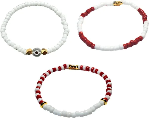 Miniatura 17 de Juego de 3 pulseras de cuerda elástica de santería de ojo malvado hechas a mano Obatala Oshun Yemaya Orula Elegua Oya Ogun Ochosi Shango Babalu Aye