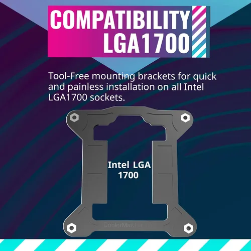 Miniatura 6 de Cooler Master Enfriador de aire i70 de bajo perfil para CPU, aletas de aluminio negro anodizado con ventilador de 120 PWM, base de inserción