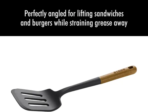 Miniatura 2 de STAUB Espátula de silicona con voladizo, perfectamente angulada para levantar panqueques, sándwiches y recoger verduras. De silicona negra mate