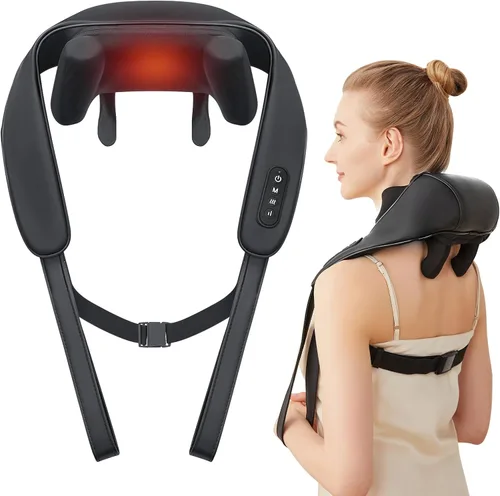 Miniatura 10 de Masajeador de cuello para aliviar el dolor de tejido profundo, alivia la tensión, amasador con calor, mejora la circulación, alivia el dolor