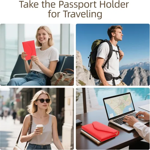 Miniatura 121 de Zoppen - Billetera de viaje con bloqueo RFID multiusos (Ver.4) Portatarjetas de pasaporte y vacunas, organizador de documentos de tres pliegues