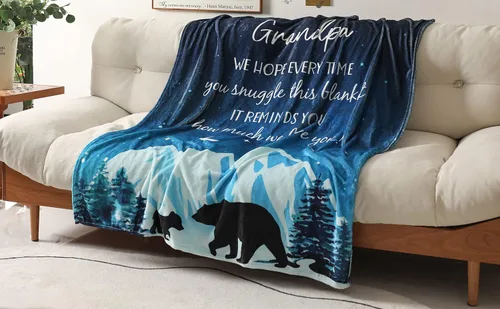 Miniatura 6 de Manta para abuelo de 50 x 60 pulgadas, para abuelos de hija o hijo, manta de forro polar suave para regalos de nietos, cumpleaños cálido, regalos