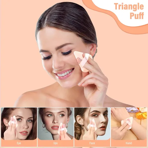 Miniatura 6 de Thrilez 20 piezas Borlas de Polvo Triangulares, Borlas de Polvo Suelto Borlas de Maquillaje para Polvo Facial, Borla de Polvo Fijador