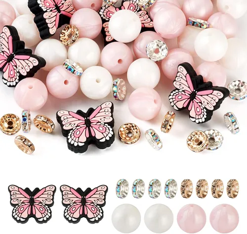 Miniatura 14 de Craftdady - Cuentas focales de silicona con forma de corazón, cuentas espaciadoras sueltas para manualidades, pulseras, collares, llaveros de 0.99 x