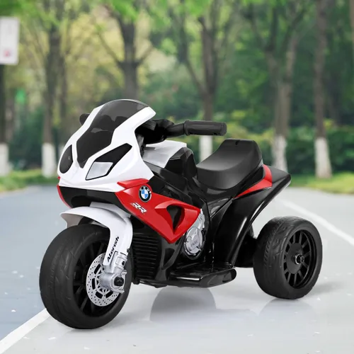 Miniatura 7 de Costzon Motocicleta eléctrica para niños, con licencia BMW de 6 V, juguete alimentado por batería con faros delanteros y música, pedal, 3 ruedas