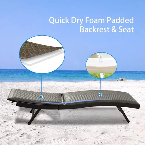 Miniatura 5 de Domi - Juego de 2 tumbonas para exteriores, de aluminio, acolchadas, de espuma de secado rápido, con respaldo ajustable para playa, piscina, césped