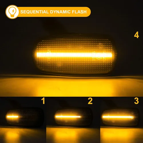 Miniatura 2 de R&F Auto Luces de marcador lateral LED intermitentes secuenciales dinámicas de repuesto para Scion XA XB 2003-2006, KLUGER PRIUS RAV4 Land Cruiser