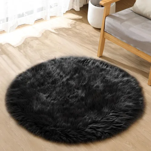 Miniatura 12 de ORINOVA Alfombras de pelo sintético lavable de color gris plateado claro para dormitorio, alfombra de felpa para sala de estar, alfombra