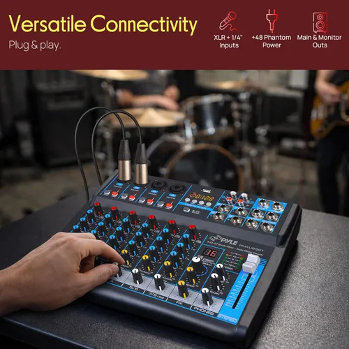 Miniatura 5 de Pyle - Mezclador de audio profesional, tablero de sonido, consola de mesa, sistema de interfaz de 8 canales, USB digital, Bluetooth, MP3, entrada