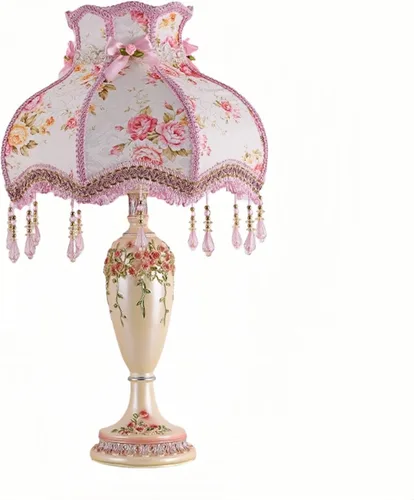 Miniatura 15 de Lámpara de mesa inteligente victoriana con cuentas de cristal y acabado dorado, base de resina verde esmeralda, enchufe E26 para dormitorio, Verde 1