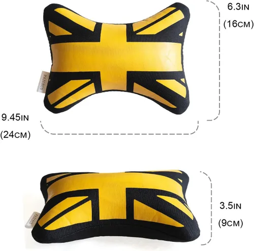 Miniatura 3 de Almohada para el cuello del asiento de coche (2 piezas) (dorado Union Jack)