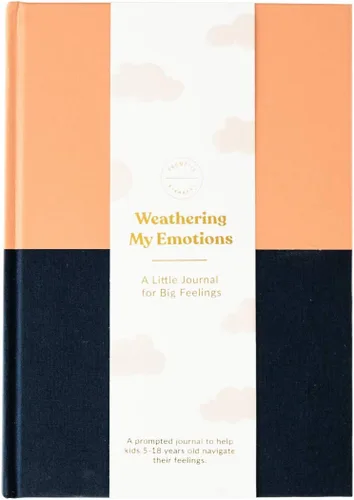 Promptly Journals, My Big Feelings Journal: Descubriendo y Dominando las Emociones (Tangerina/Azul Marino, Lino/Cuero Sintético) | Diario de