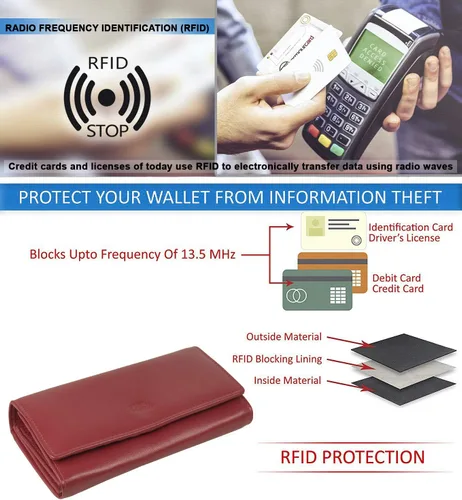 Miniatura 7 de Mou Meraki - Billetera o bolsa de mano de cuero genuino, con bloqueo de seguridad RFID, con escudo contra el robo de identidad, para mujeres