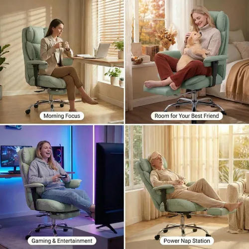 Miniatura 6 de Efomao Silla de oficina grande y alta de 400 libras, silla de escritorio reclinable resistente con reposapiés, silla ejecutiva de piel sintética