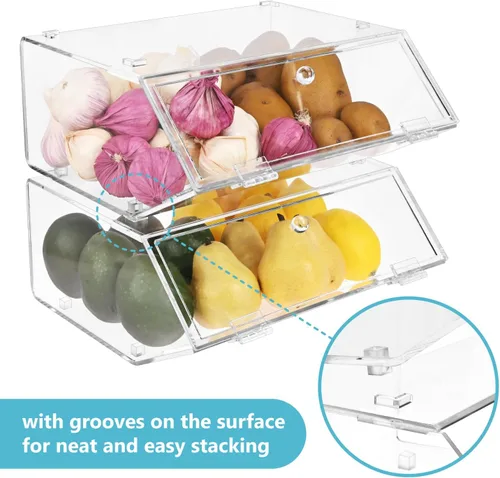 Miniatura 5 de Ikee Design Estuche apilable de acrílico para panadería, contenedor de pastelería, organizador de almacenamiento para bagels, pan y magdalenas
