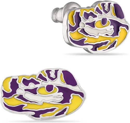 Stone Armory Aretes para mujer de la Universidad Estatal de Louisiana, regalos de joyería para mujer, graduación: aretes de acero inoxidable