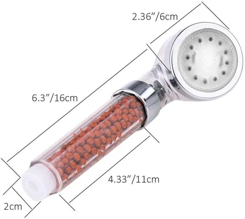 Miniatura 7 de Cabezal de ducha LED PRUGNA con manguera y soporte de brazo de ducha, regadera de mano de filtro de alta presión para reparar piel seca y pérdida