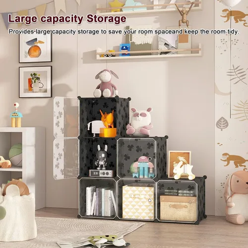 Miniatura 3 de C&AHOME Organizador de almacenamiento en cubos con puertas, estantes de 6 cubos, estantería modular de plástico DIY, estantería de almacenamiento