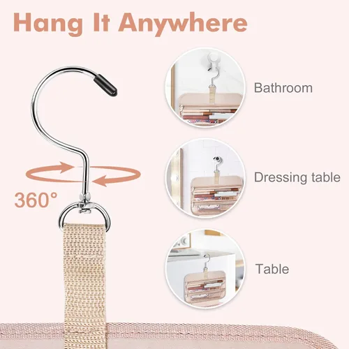 Miniatura 5 de Bolsa de aseo Wedama para mujer, bolsa de viaje grande para cosméticos, bolsa de aseo colgante para baño, bolsa de maquillaje impermeable de PVC Rosa