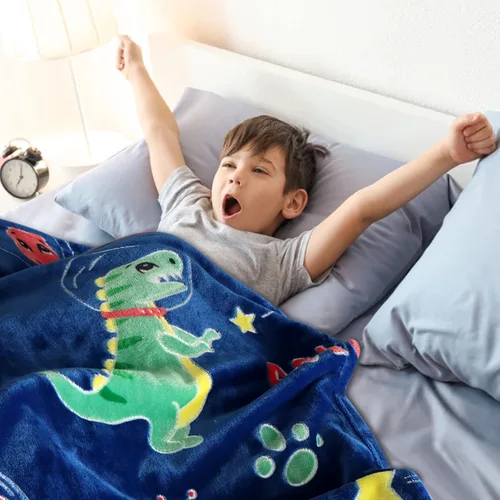 Miniatura 6 de SALIMAH Manta que brilla en la oscuridad, regalos de dinosaurio para niñas, juguetes para niñas y niños de 2, 3, 4, 5, 6, 7, 8, 9, 10 años, mantas