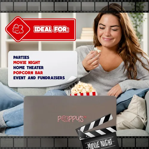 Miniatura 6 de Bolsas de papel para palomitas de maíz de Poppy's - 400 bolsas de 1 onza de grado de concesión, accesorios para máquinas de palomitas de maíz