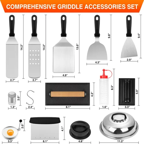 Miniatura 2 de Kit de accesorios para parrilla, juego de 25 piezas de accesorios de parrilla de parte superior plana para Blackstone y Camp Chef, juego