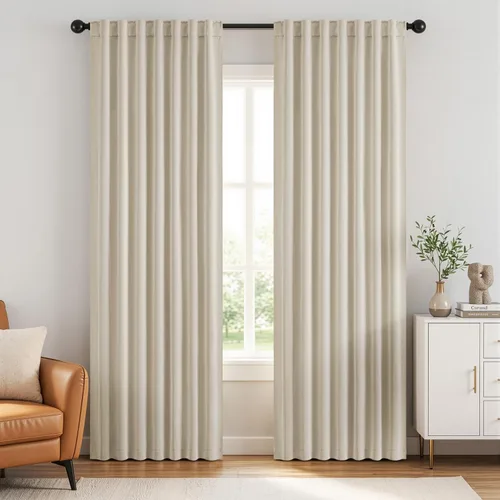 Miniatura 20 de ANRODUO Juego de 2 cortinas con bloqueo de luz del 99%, cortinas de 84 pulgadas de largo, cortinas negras para dormitorio, cortinas con aislamiento