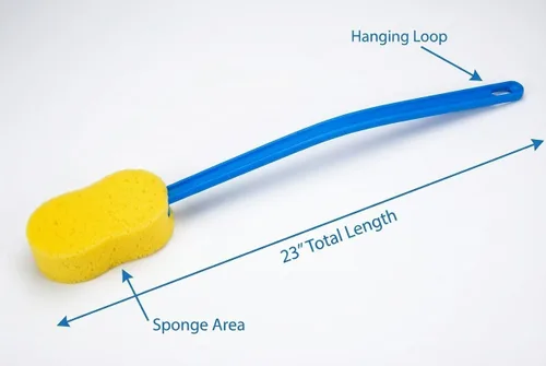 Miniatura 4 de NOVA Cepillo de esponja extra largo de 23 pulgadas para baño y espalda, limpiador corporal de mango largo y limpiador de espalda para espalda