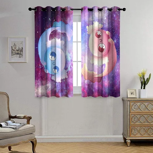 Miniatura 4 de Cortinas abstractas de ajolote con diseño de galaxia, colorido, peces, animales, ajolote, aislamiento térmico, oscurecimiento y reducción de ruido
