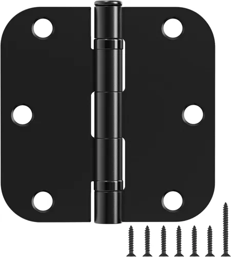 Miniatura 23 de Paquete de 12 bisagras redondeadas para puerta, con radio de 5/8 de pulgada, negro mate, 3.5 x 3.5 pulgadas Negro mate redondeado
