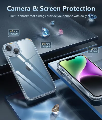 Miniatura 988 de FNTCASE Funda para iPhone 13 Pro-Max: Fundas magnéticas transparentes compatibles con Magsafe Slim anti amarillamiento protección contra caídas