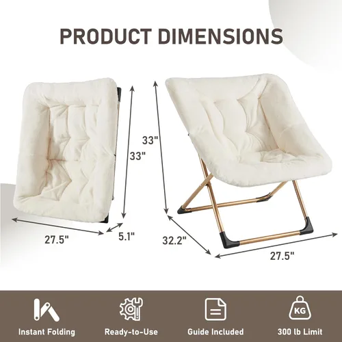 Miniatura 3 de Youtanic Comfy - Silla tipo platillo de gran tamaño, silla de lectura de piel sintética suave para adultos, marco de metal XL estable y almohadilla
