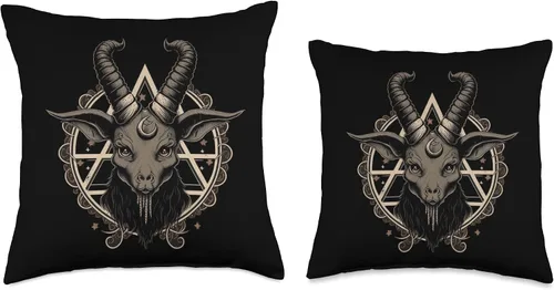 Miniatura 3 de Satanic Goat Head Baphomet Pentagram Occult Evil Pagan Throw Pillow