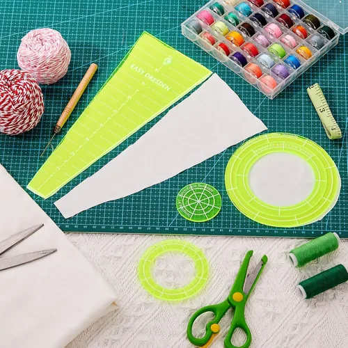 Miniatura 4 de 5 Piezas Reglas de Plantilla Acrílica para Acolchar de 10 Pulgadas Plantilla de Placa Dresden para Acolchar Mantas Hacer Ropa Manualidades DIY