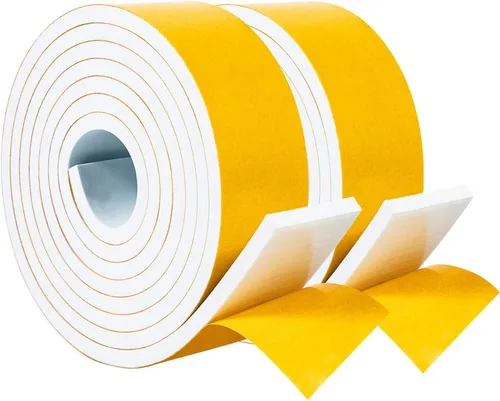 Miniatura 11 de Yotache Burlete fino blanco de 1/2 pulgadas x 1/16, cinta de sellado de junta de espuma para ventana, jamba de puerta corredera, altavoz, tablero