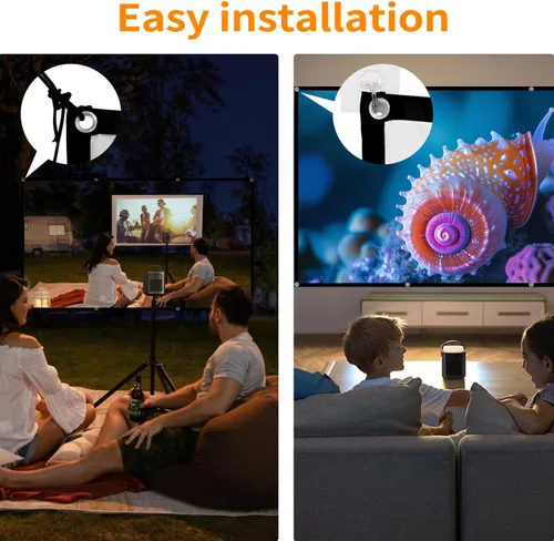 Miniatura 4 de Pantalla de proyector portátil de 100 pulgadas para exteriores: Pantalla de cine en casa plegable de pared colgante de interior 4K HD antiarrugas