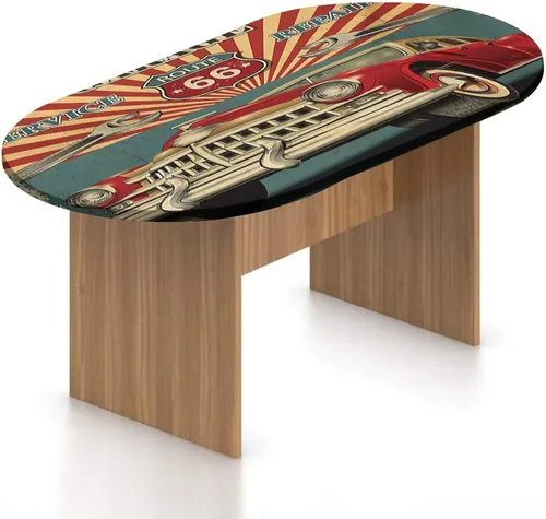 Mantel ovalado ajustable para mesa de patio, poliéster elástico americana, para taller de reparación de garaje antiguo, mantel ajustable con