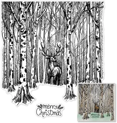Miniatura 6 de Sellos Transparentes de Feliz Año Nuevo y Navidad, Sellos de Goma Transparente con Diseños de Cinco Gatos, Estrella, Copo de Nieve, Saludos