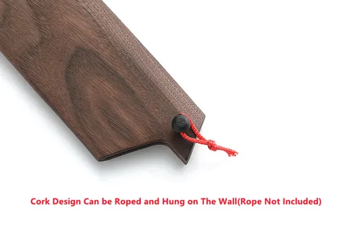 Miniatura 4 de Funda magnética hecha a mano para cuchillos de chef Kiritsuke de madera de nogal negro natural, funda protectora de madera