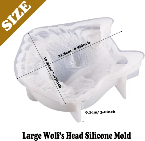 Miniatura 5 de Moldes de silicona de animales, moldes de resina de cabeza de lobo, moldes de silicona epoxi para bricolaje de resina de escritorio de pared