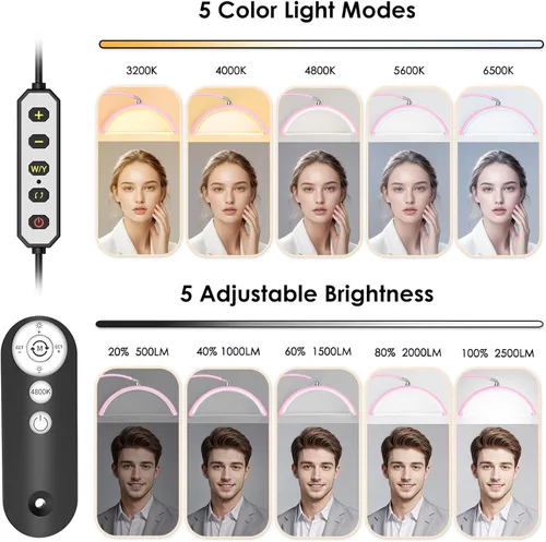Miniatura 3 de Luz de media luna para tecnología de pestañas, lámpara de pestañas flexible con soporte para teléfono para arte de pestañas, tatuajes de uñas