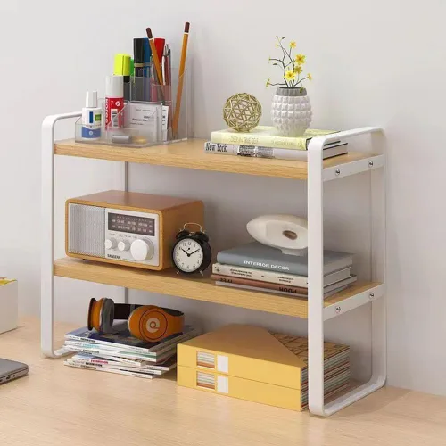 Miniatura 8 de Hbluefat Estante organizador de escritorio, 2 niveles, multiusos, estante de almacenamiento de mesa, pequeño estante de almacenamiento de encimera