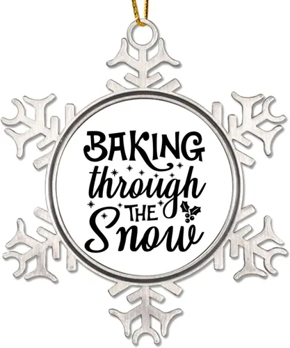 Miniatura 16 de Adornos decorativos para colgar en la temporada de Navidad con citas divertidas de Navidad, adornos de copo de nieve de metal, regalo de Navidad
