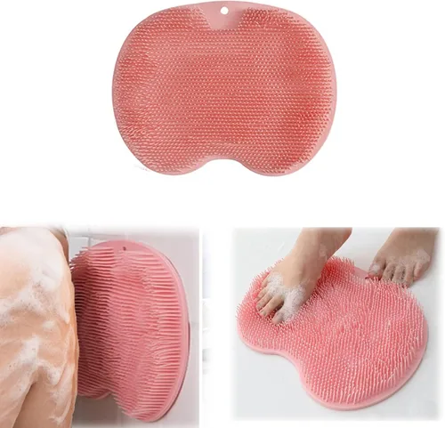 Limpiador de pies y espalda para ducha, almohadilla de masaje montada en la pared, cepillo de masaje de baño de silicona con ventosas para depurador