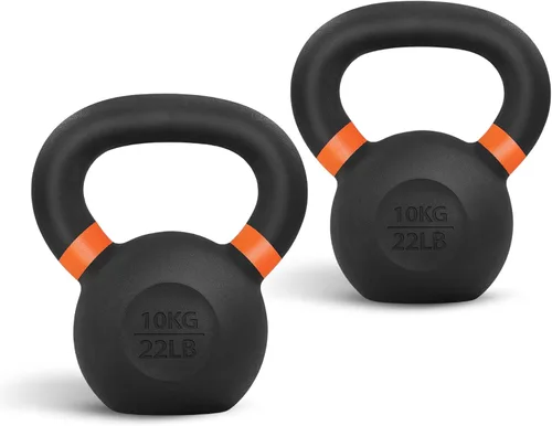 Miniatura 21 de Yes4All Powder Coated Kettlebell, Cast Iron Core Kettlebells with Non-Slip Handle & Flat Bottom for Conditioning, Heavy Duty for Strength Training